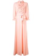 Boutique Moschino Ruffled Trim Long Dress, Women's, Size: 44, Pink/purple, Silk/rayon