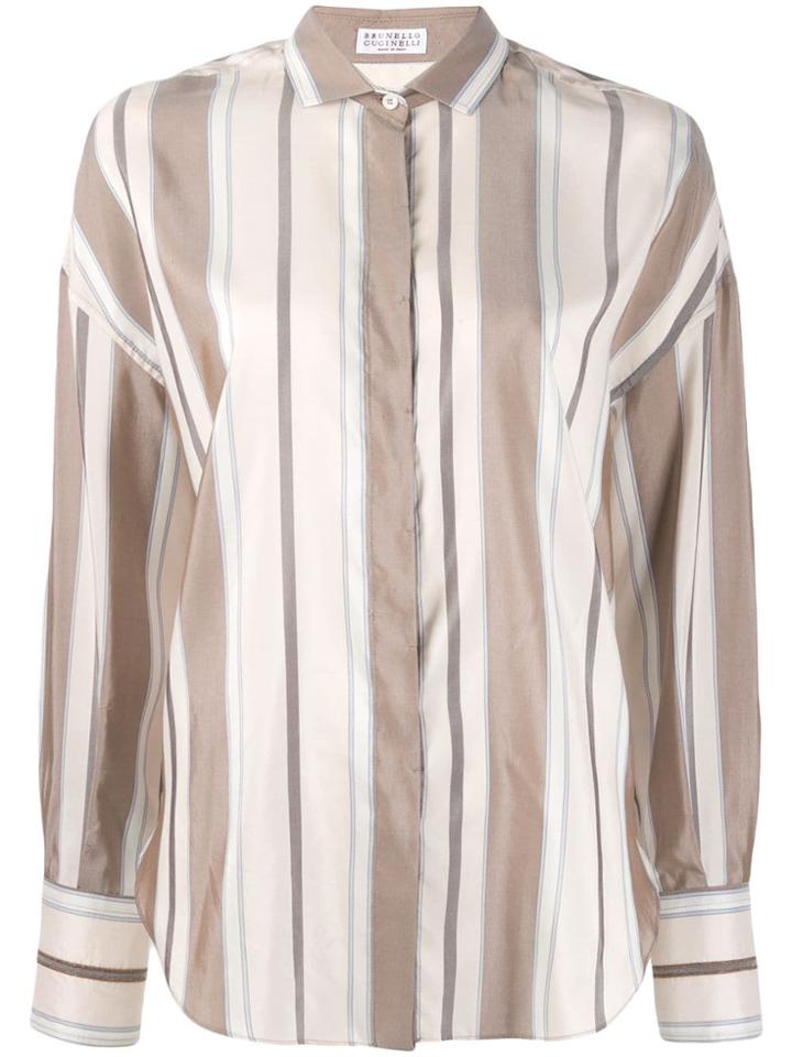Brunello Cucinelli Striped Print Shirt - Neutrals