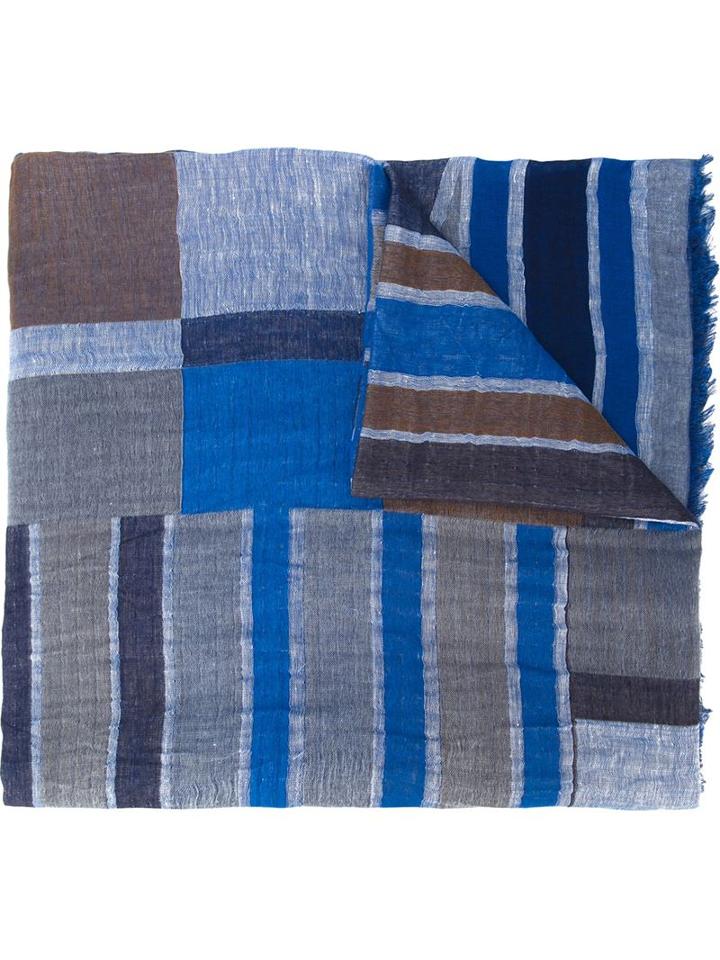 Humanoid Colour Block Scarf, Women's, Blue, Cotton/linen/flax