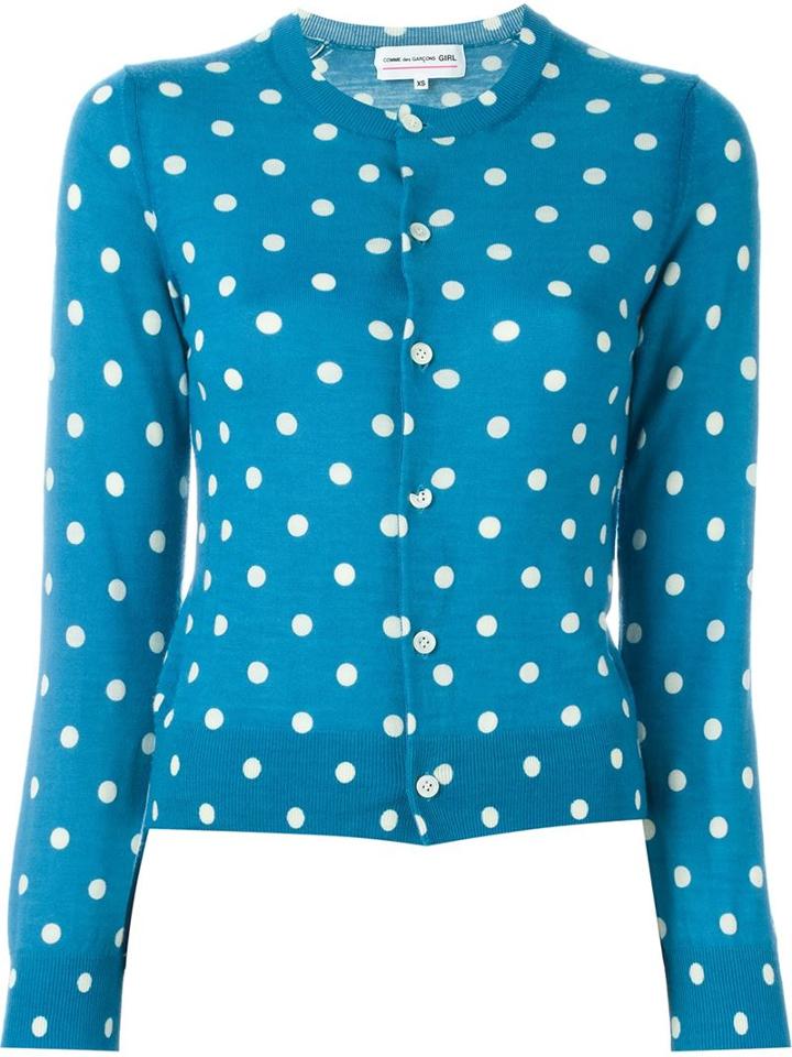 Comme Des Garçons Girl Polka Dot Cardigan, Size: Medium, Blue, Wool