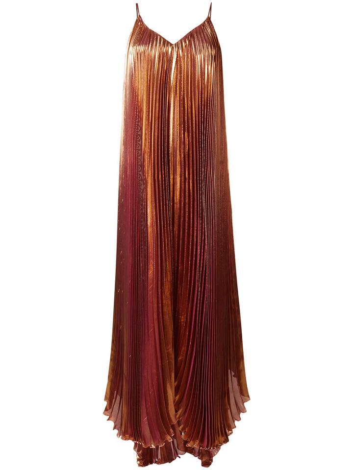 Pleated Dress - Women - Silk/nylon/polyester/spandex/elastane - 36, Yellow/orange, Silk/nylon/polyester/spandex/elastane, Maria Lucia Hohan