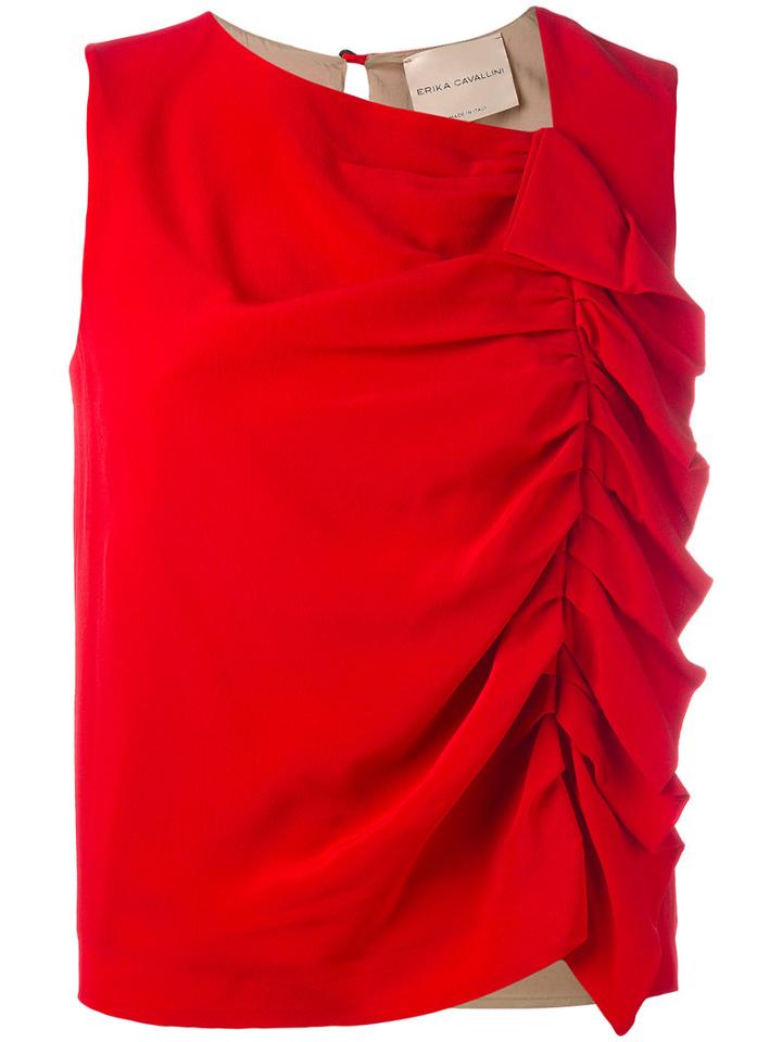 Erika Cavallini - Ruched Top - Women - Silk/acetate/viscose - 42, Red, Silk/acetate/viscose