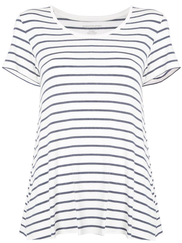 Majestic Filatures Striped Short-sleeve Swing T-shirt - White