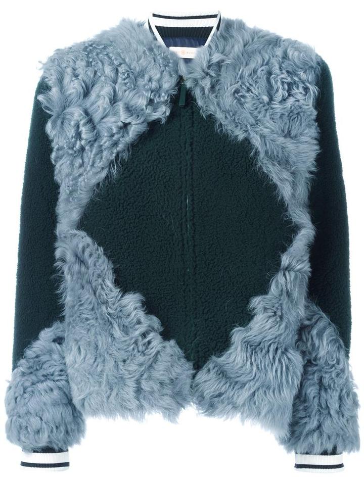 Tory Burch Patchwork Fur Bomber Jacket, Women's, Size: Medium, Lamb Fur/rayon/viscose/polyester