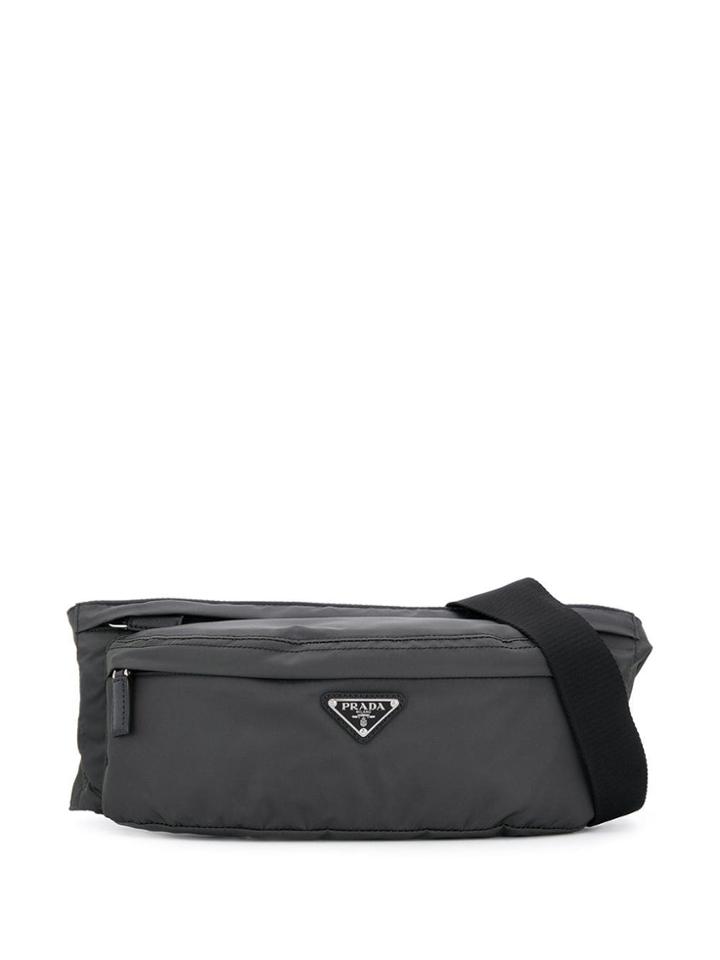 Prada Logo Plaque Belt Bag - Grey