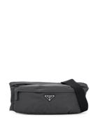 Prada Logo Plaque Belt Bag - Grey