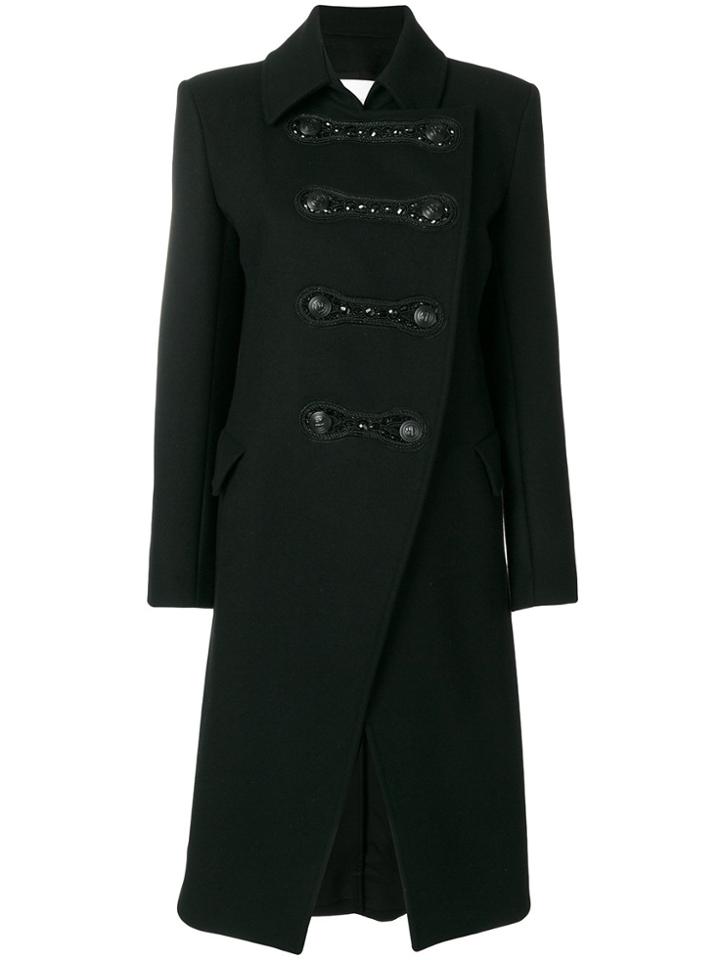 Pierre Balmain Asymmetric Military Coat - Black