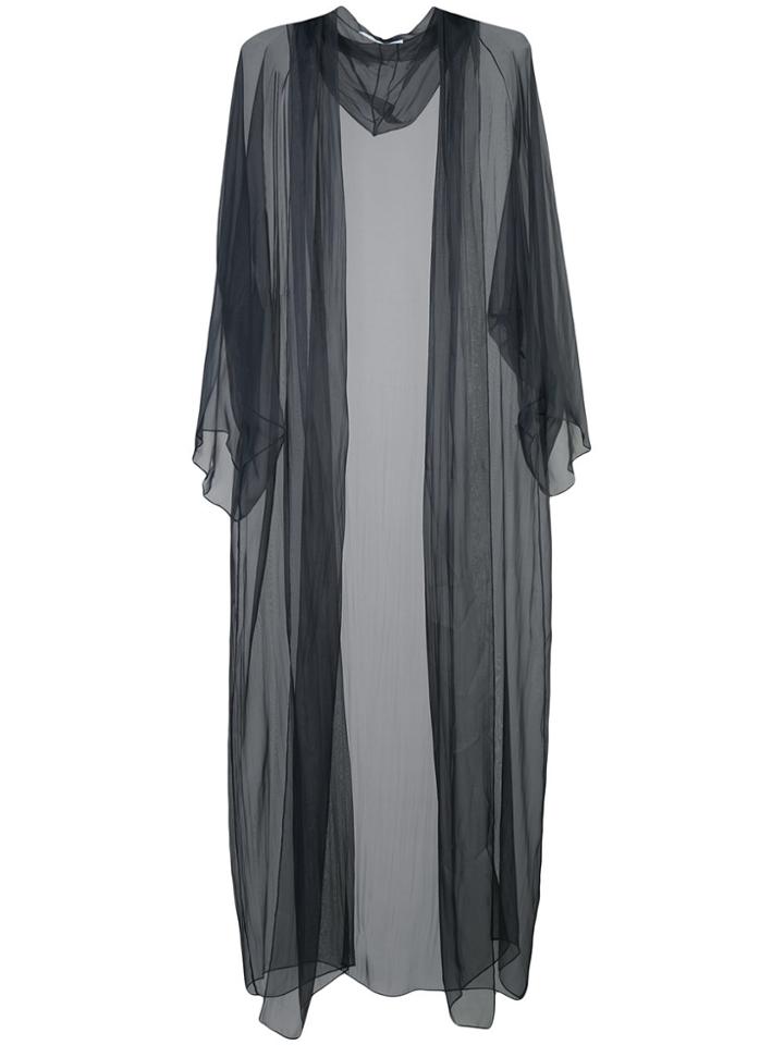 Rosetta Getty Long Sheer Hooded Coat - Grey