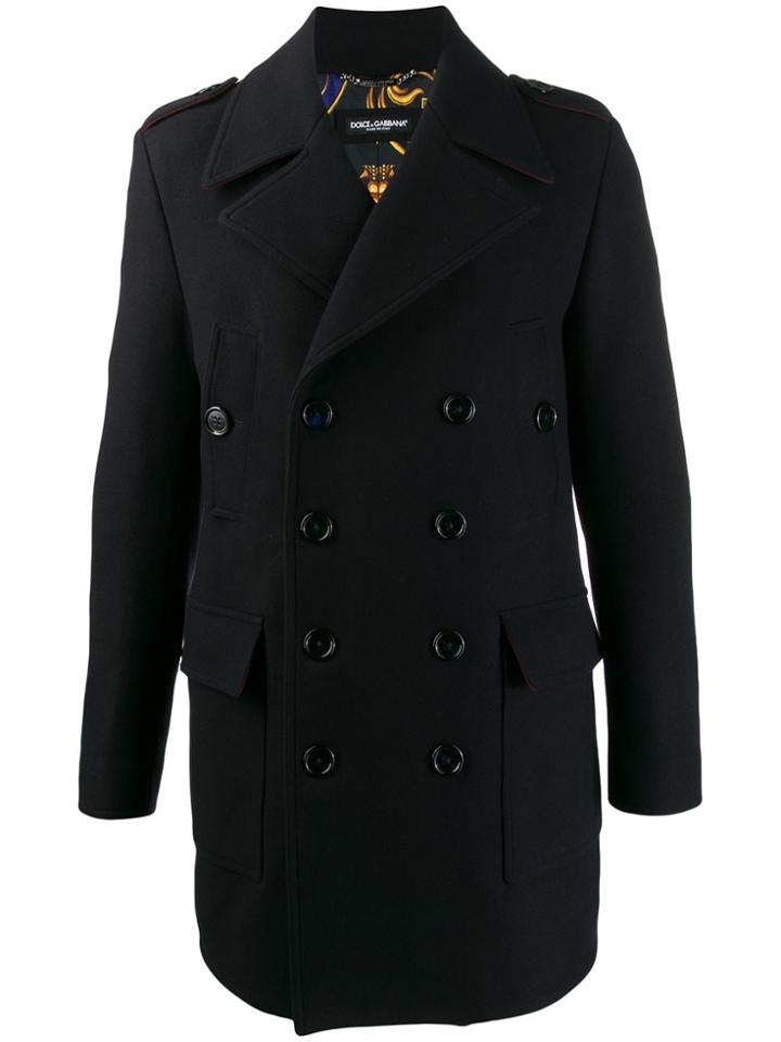 Dolce & Gabbana Classic Tailored Pea Coat - Blue