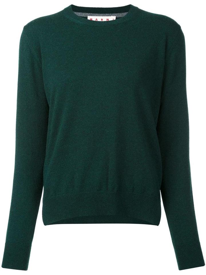 Marni Crew Neck Sweater, Women's, Size: 38, Green, Cashmere