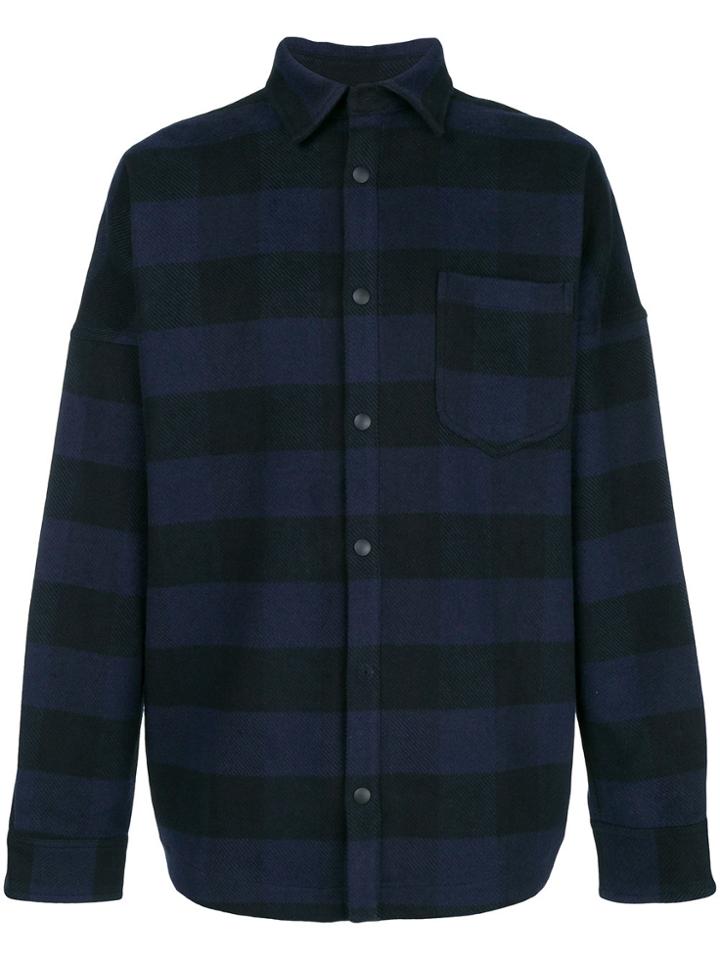 Palm Angels Print Checked Shirt - Blue