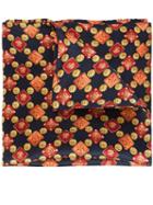Simeone Napoli Pattern Print Pocket Square, Men's, Orange, Silk