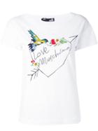 Love Moschino - Floral Loveheart Print T-shirt - Women - Cotton/spandex/elastane - 46, Women's, White, Cotton/spandex/elastane