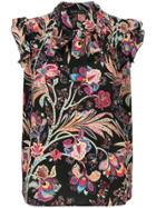 Etro Floral Print Pussy Bow Blouse - Black