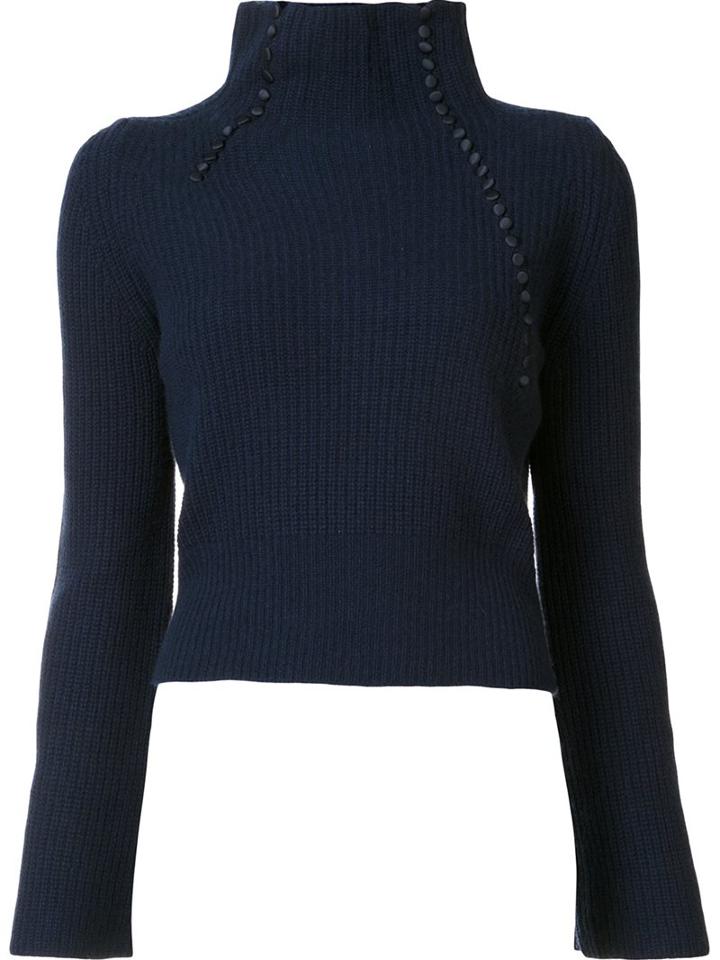 Derek Lam 10 Crosby Turtle Neck Jumper, Women's, Size: Small, Blue, Cashmere
