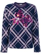 Kenzo Checkered Sweater With Logo - Blue