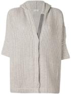 Brunello Cucinelli Hooded Ribbed Cardigan, Women's, Size: Xs, Nude/neutrals, Cashmere