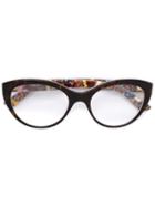 Dolce & Gabbana Printed Arm Detail Glasses, Brown, Acetate