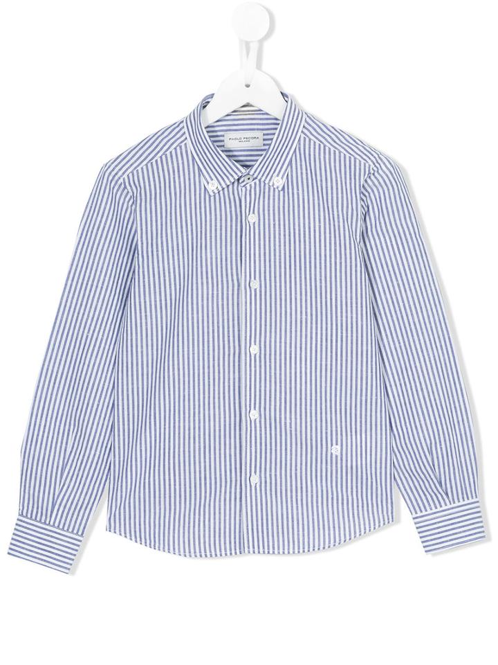 Paolo Pecora Striped Shirt, Boy's, Size: 8 Yrs, Blue