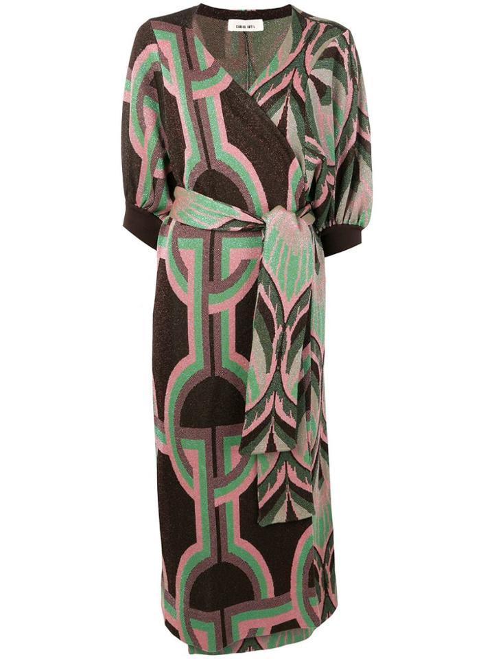 Circus Hotel Intarsia Wrap Dress - Brown