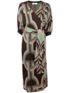Circus Hotel Intarsia Wrap Dress - Brown
