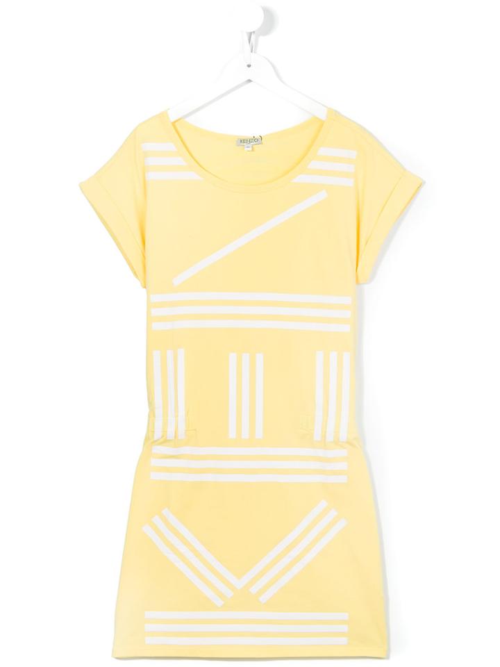 Kenzo Kids Printed T-shirt Dress, Girl's, Size: 16 Yrs, Yellow/orange