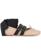 Miu Miu Buckle And Bow Ballerinas - Nude & Neutrals