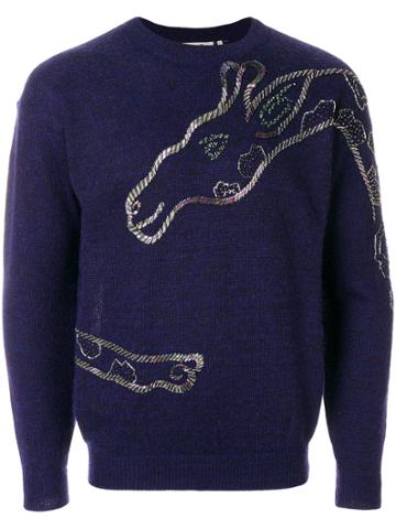 Kansai Yamamoto Vintage Giraffe Embroidery Jumper - Blue