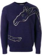 Kansai Yamamoto Vintage Giraffe Embroidery Jumper - Blue