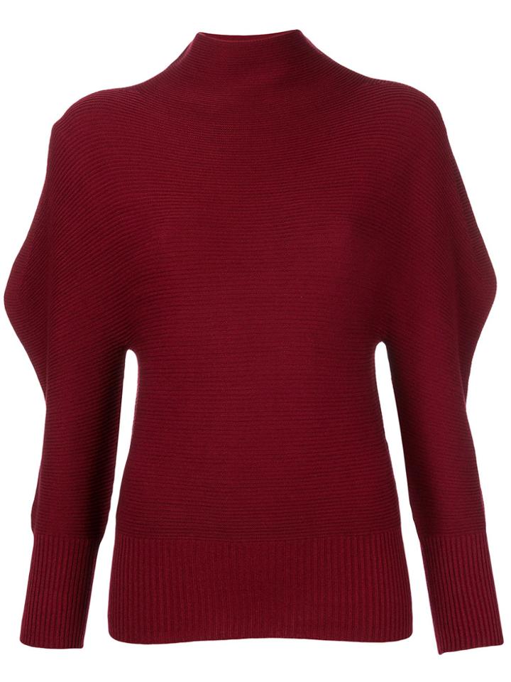 Issey Miyake Roll Neck Oversized Sleeve Sweater - Red