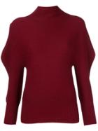 Issey Miyake Roll Neck Oversized Sleeve Sweater - Red