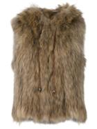 Zadig & Voltaire 'finch' Sleeveless Jacket, Women's, Size: Medium, Nude/neutrals, Raccoon Dog/calf Leather/cotton