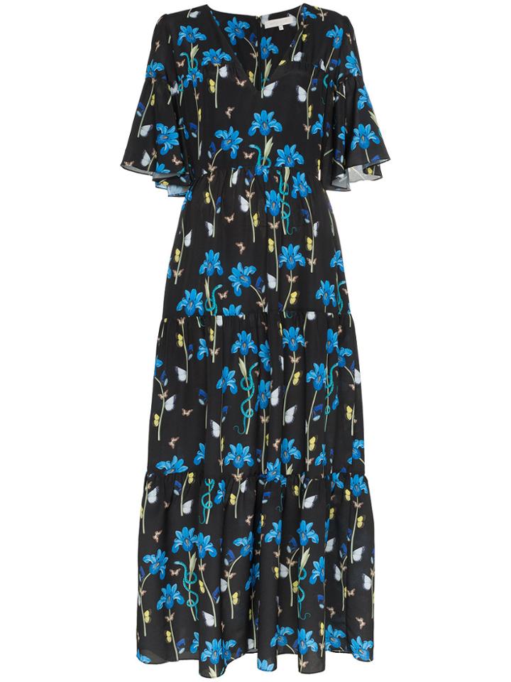 Borgo De Nor Teodora Floral Print Maxi Dress - Black