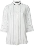 Salvatore Ferragamo Striped Blouse, Women's, Size: 38, White, Silk