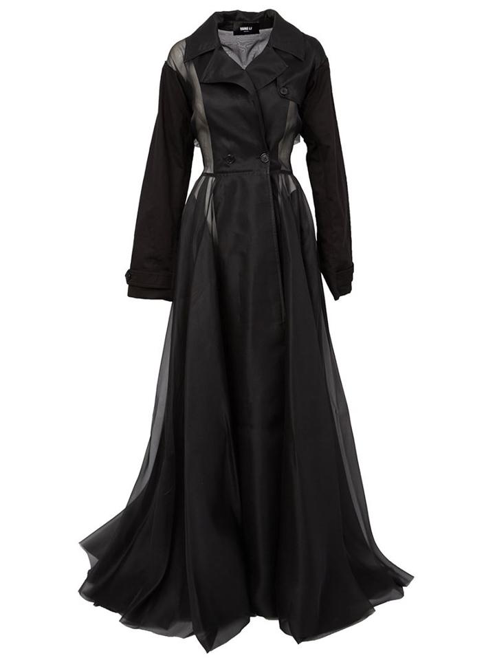 Yang Li Long Coat Dress, Women's, Size: 42, Black, Silk/cotton/linen/flax