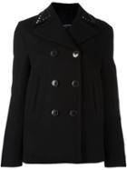 Valentino 'rockstud' Peacoat, Women's, Size: 46, Black, Cotton/linen/flax/virgin Wool