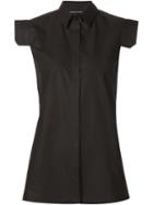 Maison Margiela Cap Sleeve Shirt, Women's, Size: 42, Black, Cotton
