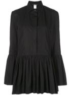 Derek Lam Ruffle Hem Cotton Taffeta Shirt - Black