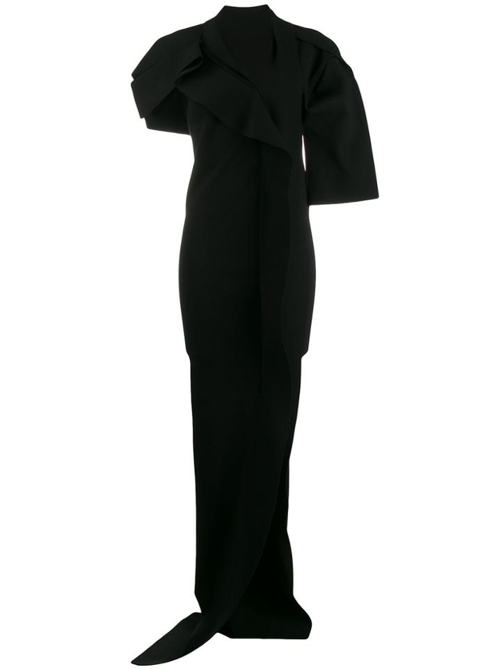 Rick Owens Asymmetric Ruffle Maxi Dress - Black