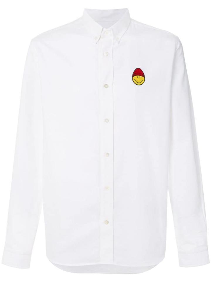 Ami Paris Button-down Smiley Patch Shirt - White