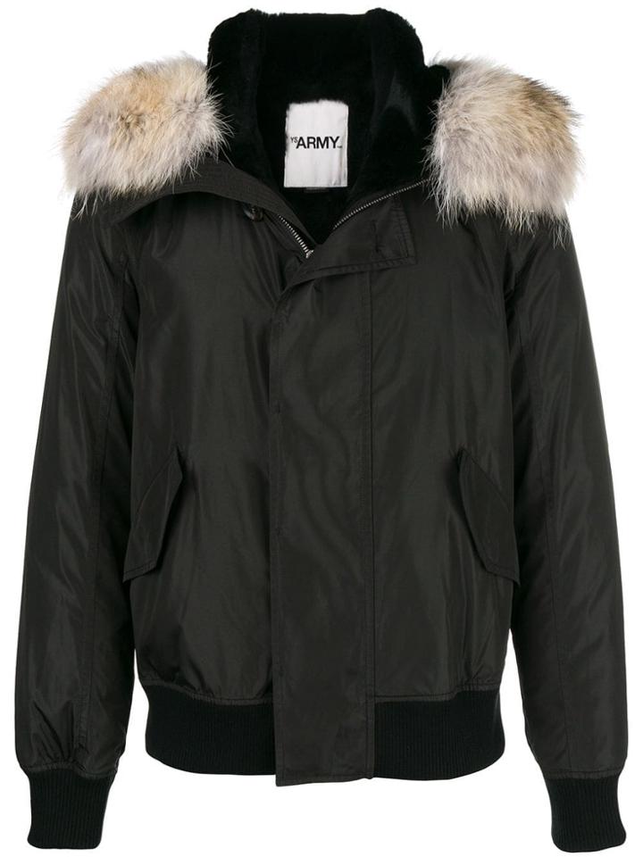 Yves Salomon Army Hooded Bomber Jacket - Black