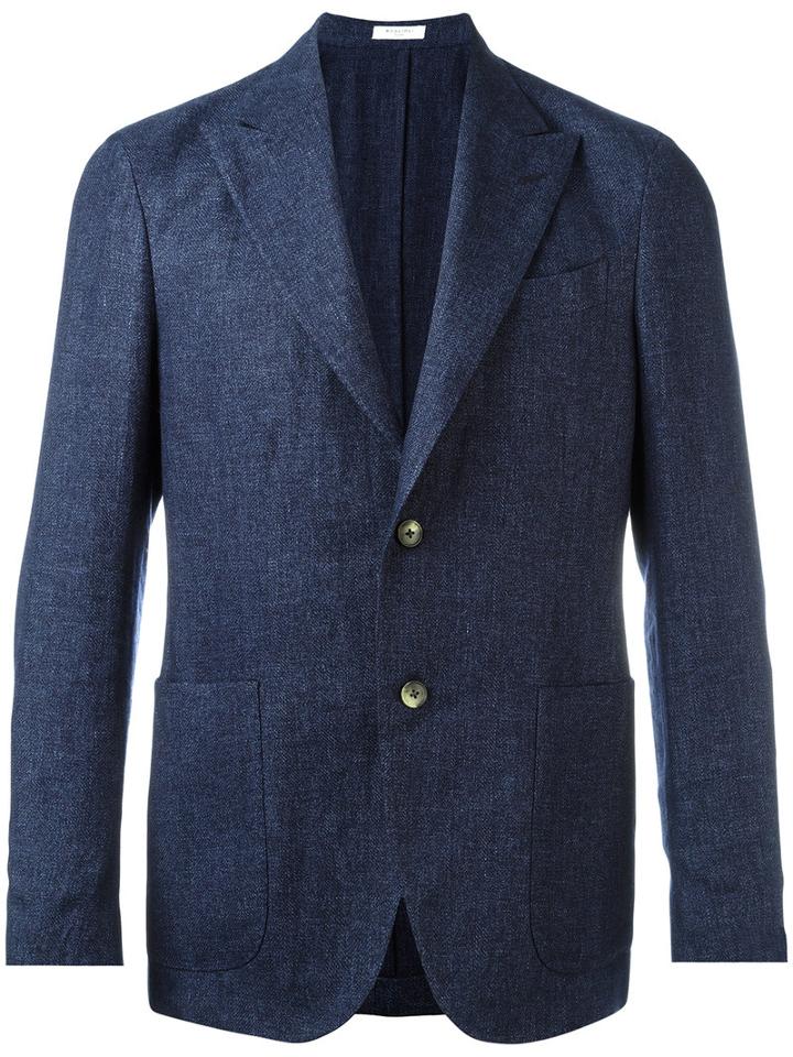 Boglioli - Peaked Lapel Blazer - Men - Linen/flax/acetate/cupro/virgin Wool - 50, Blue, Linen/flax/acetate/cupro/virgin Wool