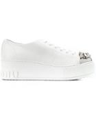 Miu Miu Crystal Embellished Sneakers - White