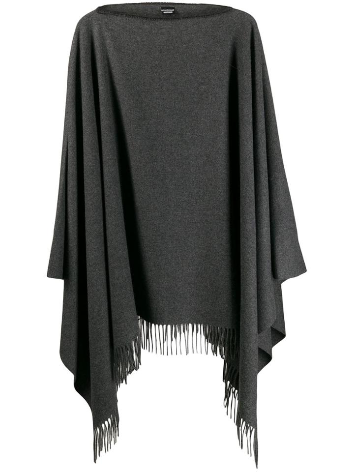 Moschino Fringed Hem Knit Poncho - Grey