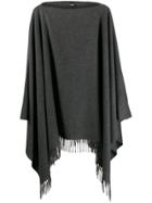Moschino Fringed Hem Knit Poncho - Grey