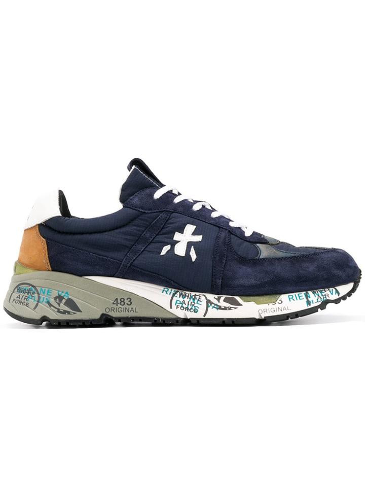 White Premiata Low Top Sneakers - Blue