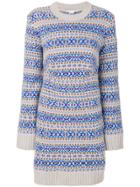 Stella Mccartney Fairisle Patterned Knit Dress - Blue