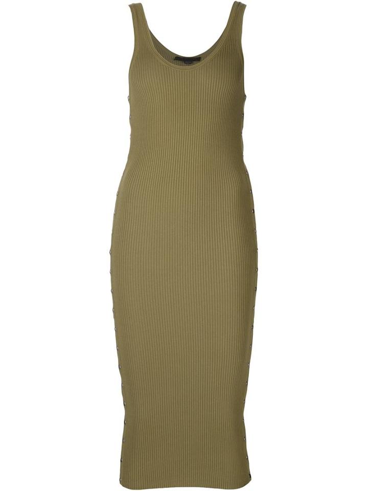 Alexander Wang Ribbed Fitted Tank Dress, Women's, Size: Medium, Green, Cotton/nylon/spandex/elastane