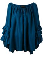 Erika Cavallini - 'adrien' Top - Women - Silk - M, Blue, Silk