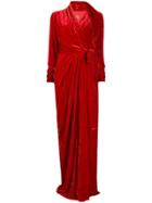 Rick Owens Velvet Asymmetric Wrap Evening Gown - Red